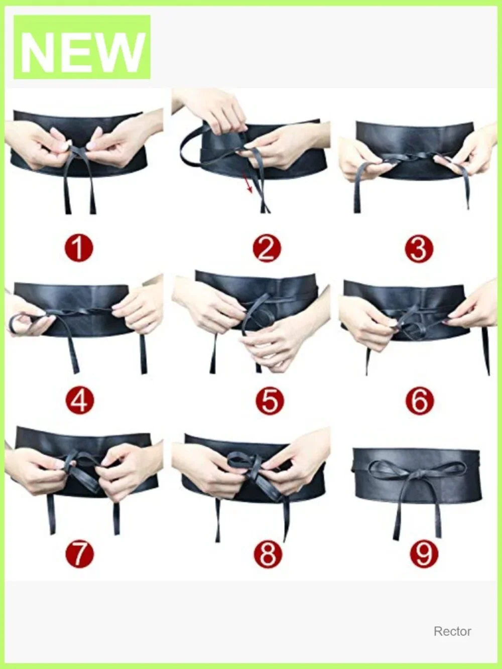 Wide Obi Belt Faux Leather Corset Lace Up Wrap Style Sash Waist Cincher - Picture 6 of 6